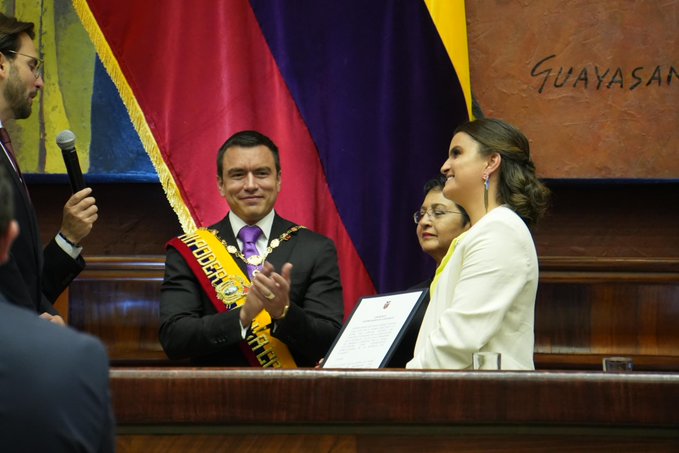 Noboa asigna funciones a su vicepresidenta Pinto