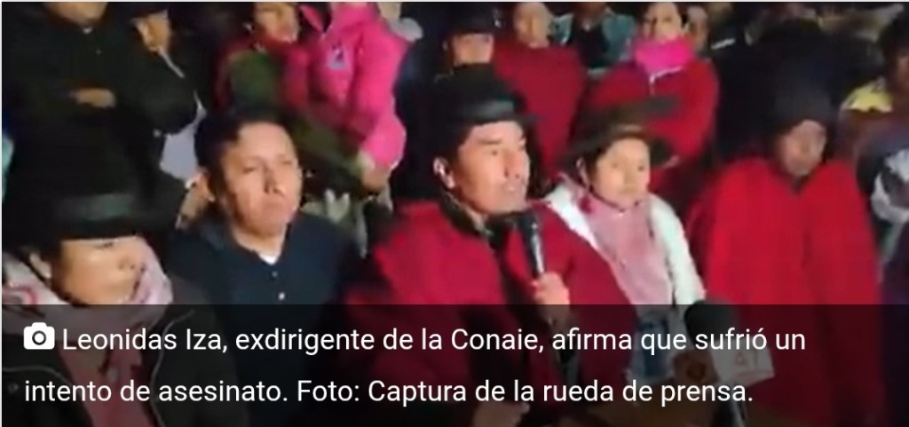 Leonidas Iza denuncia intento de&nbsp;asesinato