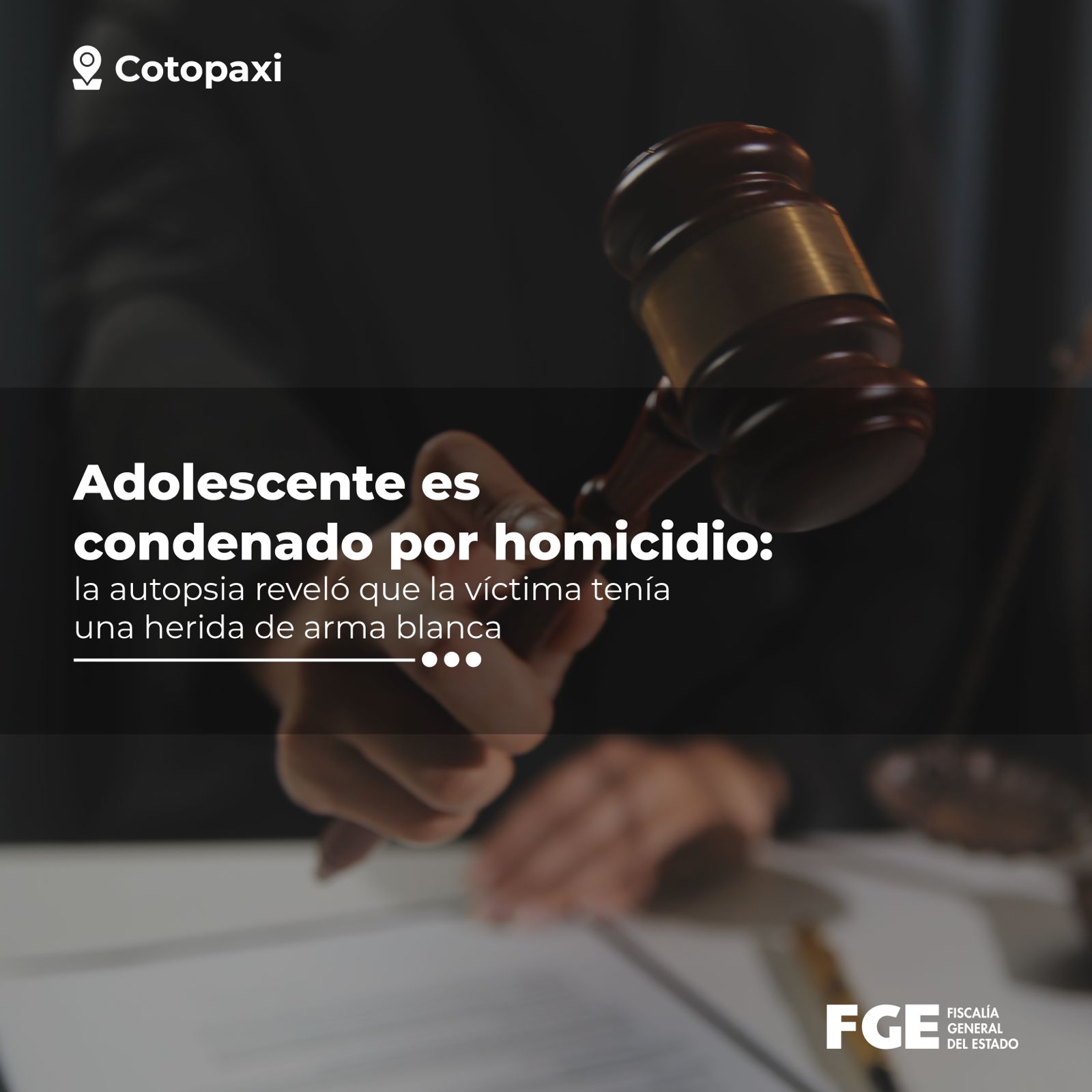 Adolescente es sentenciado a 8 años de internamiento institucional por homicidio
